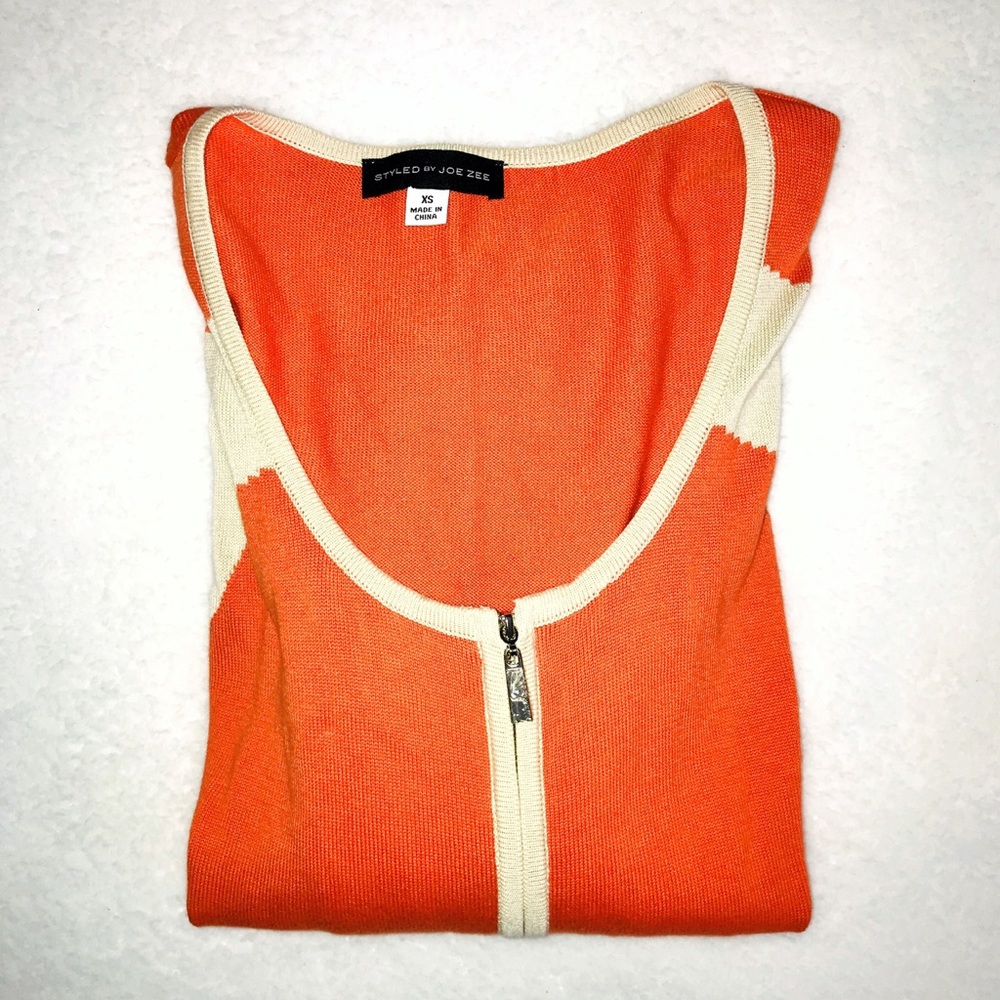 Orange & Beige ColorBlock Zip Cardigan - Picture 4 of 4